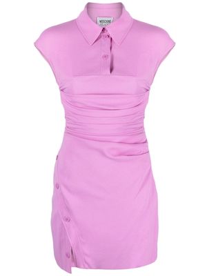 MOSCHINO JEANS ruched-bodice polo minidress - Purple