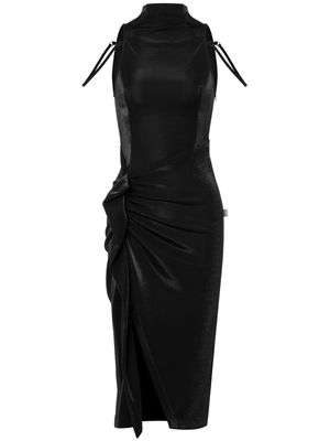 MOSCHINO JEANS ruched halterneck midi dress - Black