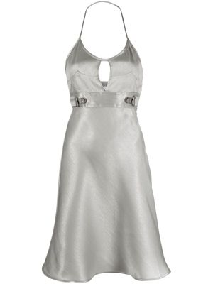 MOSCHINO JEANS satin cut-out halterneck minidress - Grey