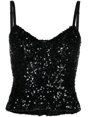 MOSCHINO JEANS sequinned-tulle top - Black