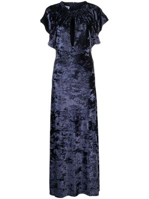 MOSCHINO JEANS short-sleeve velvet maxi dress - Blue