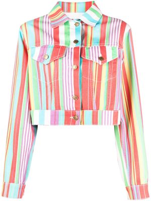 MOSCHINO JEANS striped cropped cotton jacket - Red