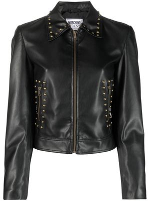 MOSCHINO JEANS stud-detail zip-up jacket - Black
