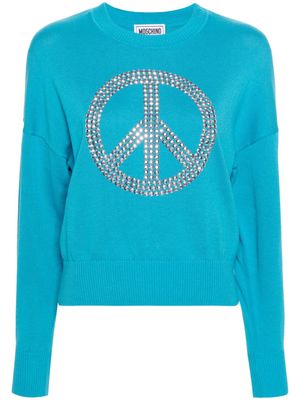 MOSCHINO JEANS stud-embellished cotton jumper - Blue