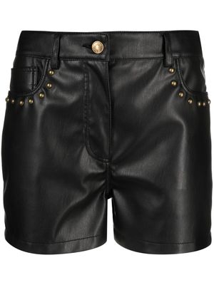 MOSCHINO JEANS stud-embellished faux-leather shorts - Black