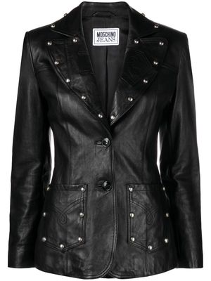MOSCHINO JEANS studed single-breasted leather blazer - Black