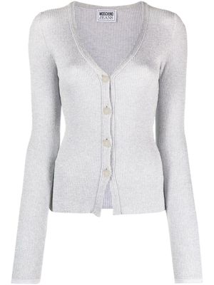 MOSCHINO JEANS V-neck ribbed cardigan - Grey