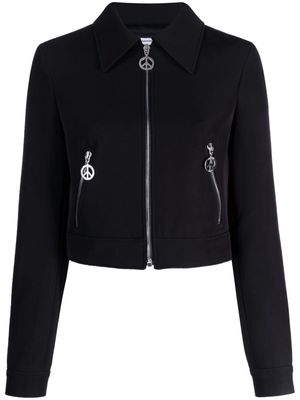 MOSCHINO JEANS zip-up cropped jacket - Black