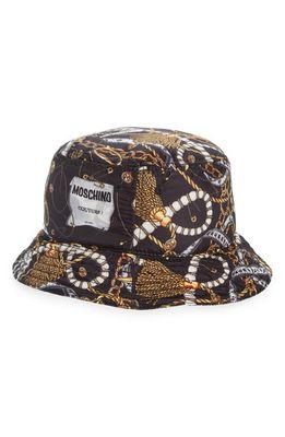 Moschino Jewelry Print Nylon Bucket Hat in 1555 Fantasy Print Black