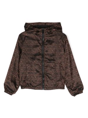 Moschino Kids all-over jacquard-logo jacket - Brown