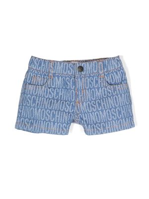 Moschino Kids all-over logo-jacquard shorts - Blue