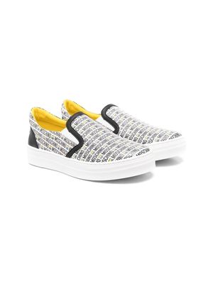 Moschino Kids all-over logo print sneakers - White