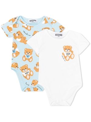 Moschino Kids all-over toy-bear print body set - Blue