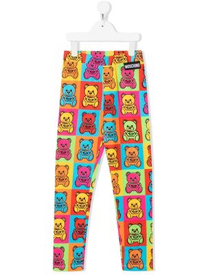Moschino Kids all-over toy-bear print leggings - Green