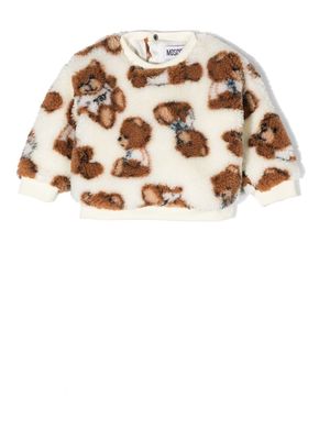 Moschino Kids all-over toy-bear print sweatshirt - White