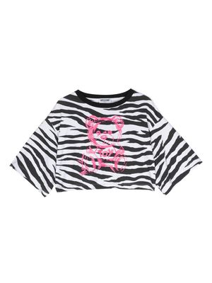 Moschino Kids all-over zebra-print T-shirt - Black