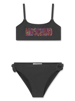 Moschino Kids animal-print logo bikini - Black
