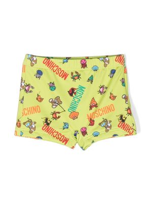 Moschino Kids animals logo-print swim shorts - Green