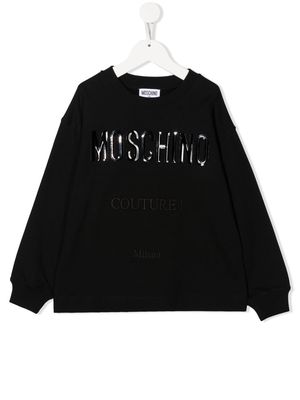 Moschino Kids appliqué logo cotton sweatshirt - Black