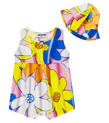 Moschino Kids Baby floral playsuit and hat set
