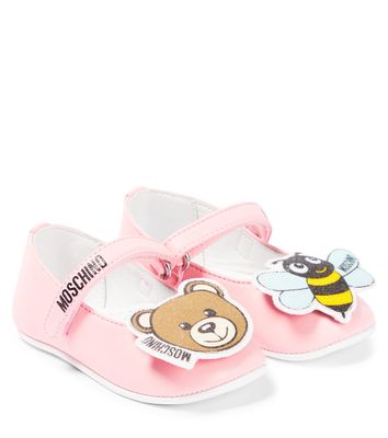 Moschino Kids Baby Logo leather ballet flats
