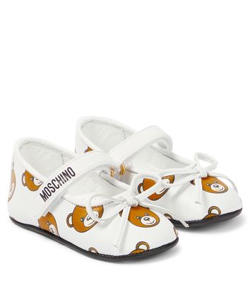 Moschino Kids Baby printed leather ballet flats