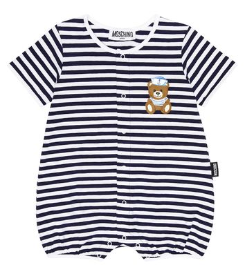 Moschino Kids Baby striped cotton-blend playsuit