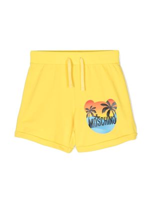 Moschino Kids beach-print track shorts - Yellow