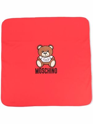 Moschino Kids bear-logo cotton blanket - Red