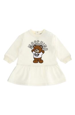 Moschino Kids' Bear Logo Sweatshirt Dress in 10063 Cloud