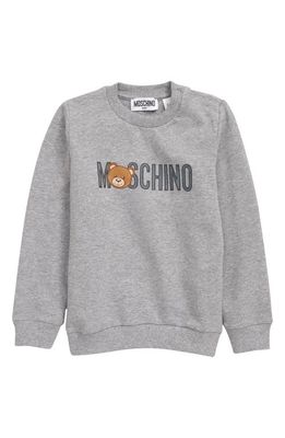 Moschino Kids' Bear Mascot Stretch Cotton Logo Sweatshirt in 60901 Grey Mel