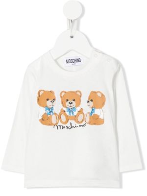 Moschino Kids bear-motif long-sleeve top - White