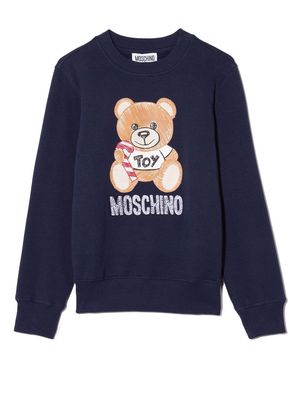 Moschino Kids Bear-motif sweatshirt - Blue