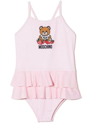 Moschino Kids bear-motif swimsuit - Pink