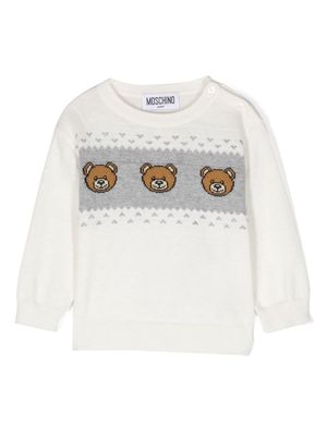 Moschino Kids bear-print intarsia-knit jumper - White