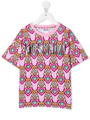 Moschino Kids bear-print logo T-shirt - Pink