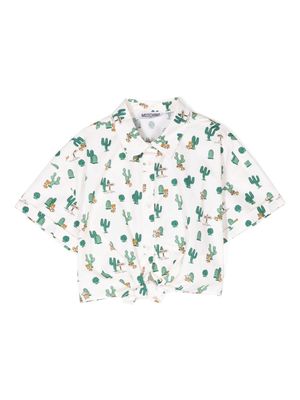 Moschino Kids cactus-print cotton shirt - Neutrals