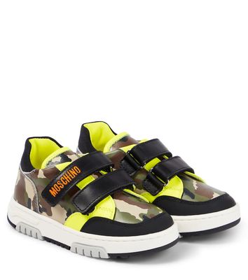Moschino Kids Camouflage leather sneakers