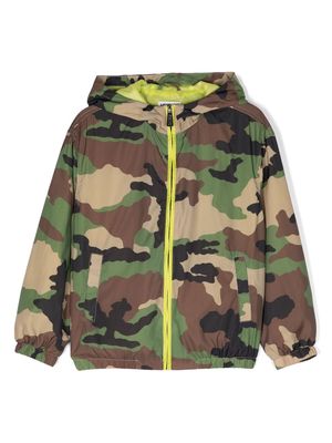 Moschino Kids camouflage-print hooded bomber jacket - Green