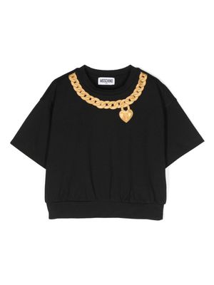 Moschino Kids chain link-print T-shirt - Black