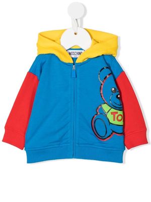 Moschino Kids colour-block zipped hoodie - Blue