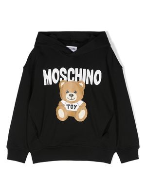 Moschino Kids cotton bear-print hoodie - Black