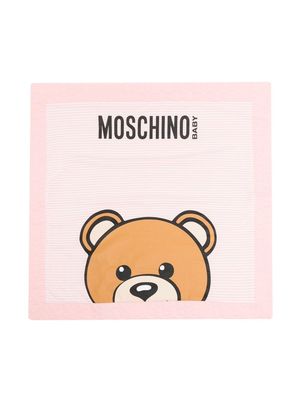 Moschino Kids cotton teddy-bear print blanket - Pink