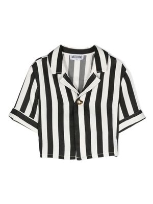 Moschino Kids cropped striped-pattern blouse - Black