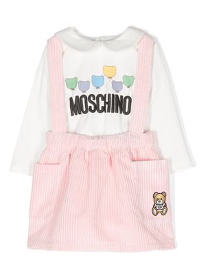 Moschino Kids crossover shoulder-straps corduroy skirt - Pink