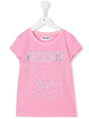 MOSCHINO KIDS crystal-embellished T-shirt - Pink