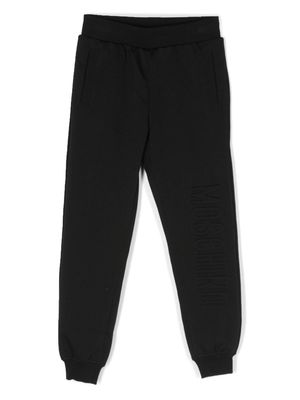 Moschino Kids debossed-detail branded track pants - Black