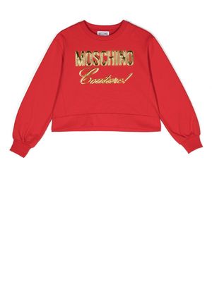 Moschino Kids debossed-logo crew-neck sweatshirt - Red