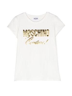 Moschino Kids debossed-logo crew neck T-shirt - White