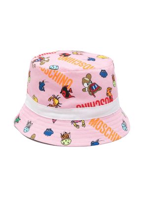Moschino Kids eddy Bear cotton bucket hat - Pink